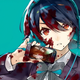 Cover art image from the SINoAlice manga shows a girl holding her phone while covered in blood.